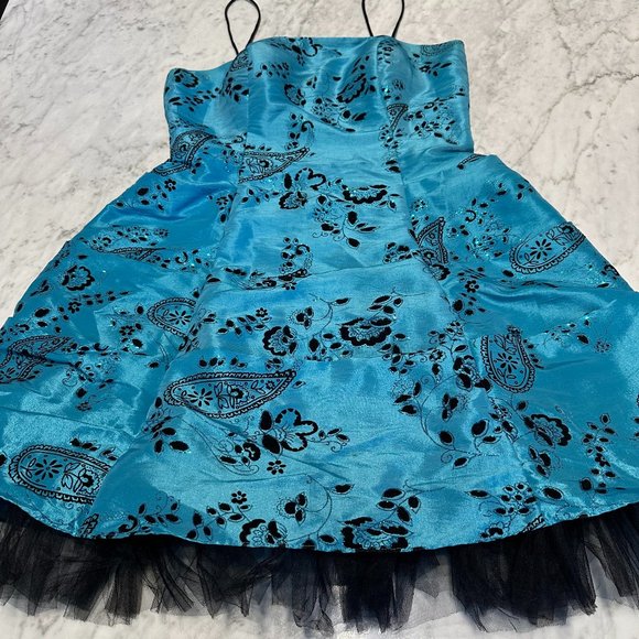 Blue and Black short formal dress - Picture 1 of 4